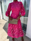 Robe Maxi d'Été en Dentelle Rose