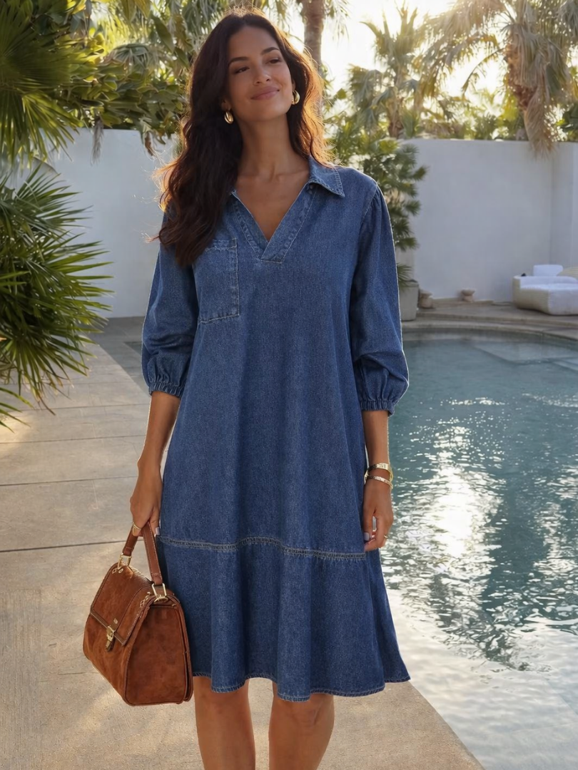 Isolde | Robe Tunique en Denim Décontractée