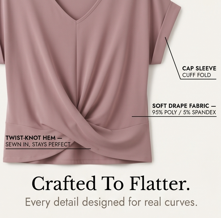 Veluna – Haut V-Neck à Nœud Torsadé pour un Style Quotidien Sans Effort