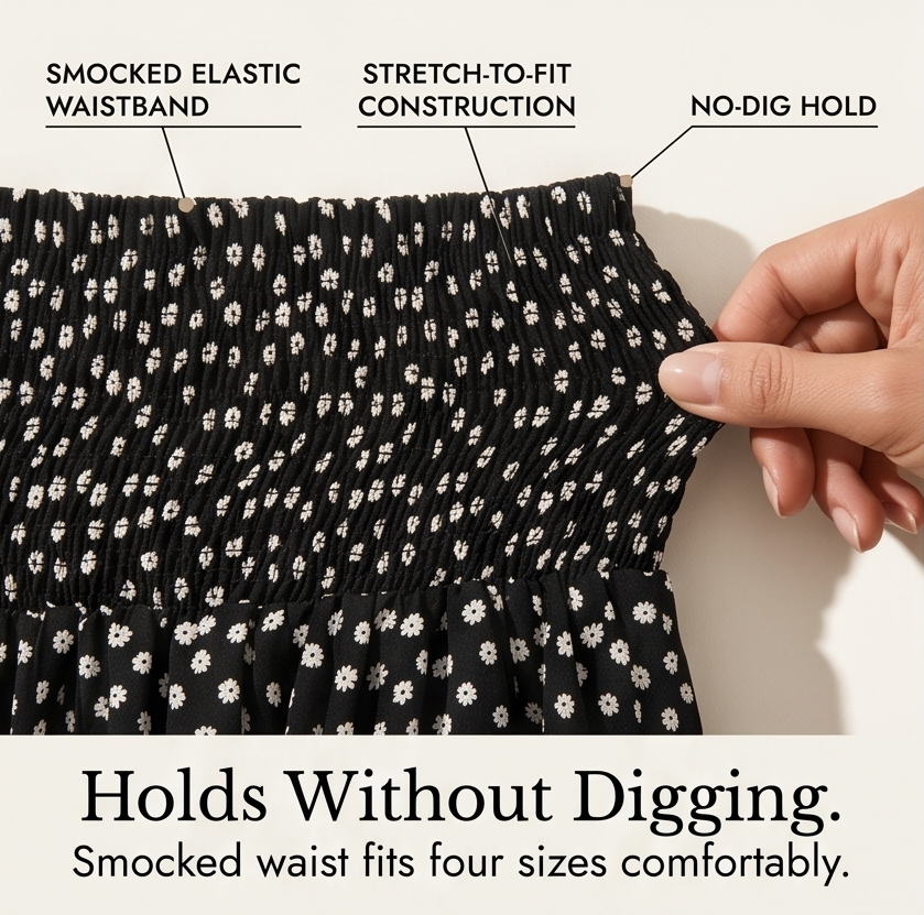 Velura – Pantalon large à volants smockés