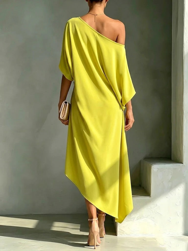MOREAU LYON | ROBE MIDI ASYMÉTRIQUE POUR FEMMES