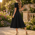 Vivella – Robe midi élégante à manches bouffantes pour femmes