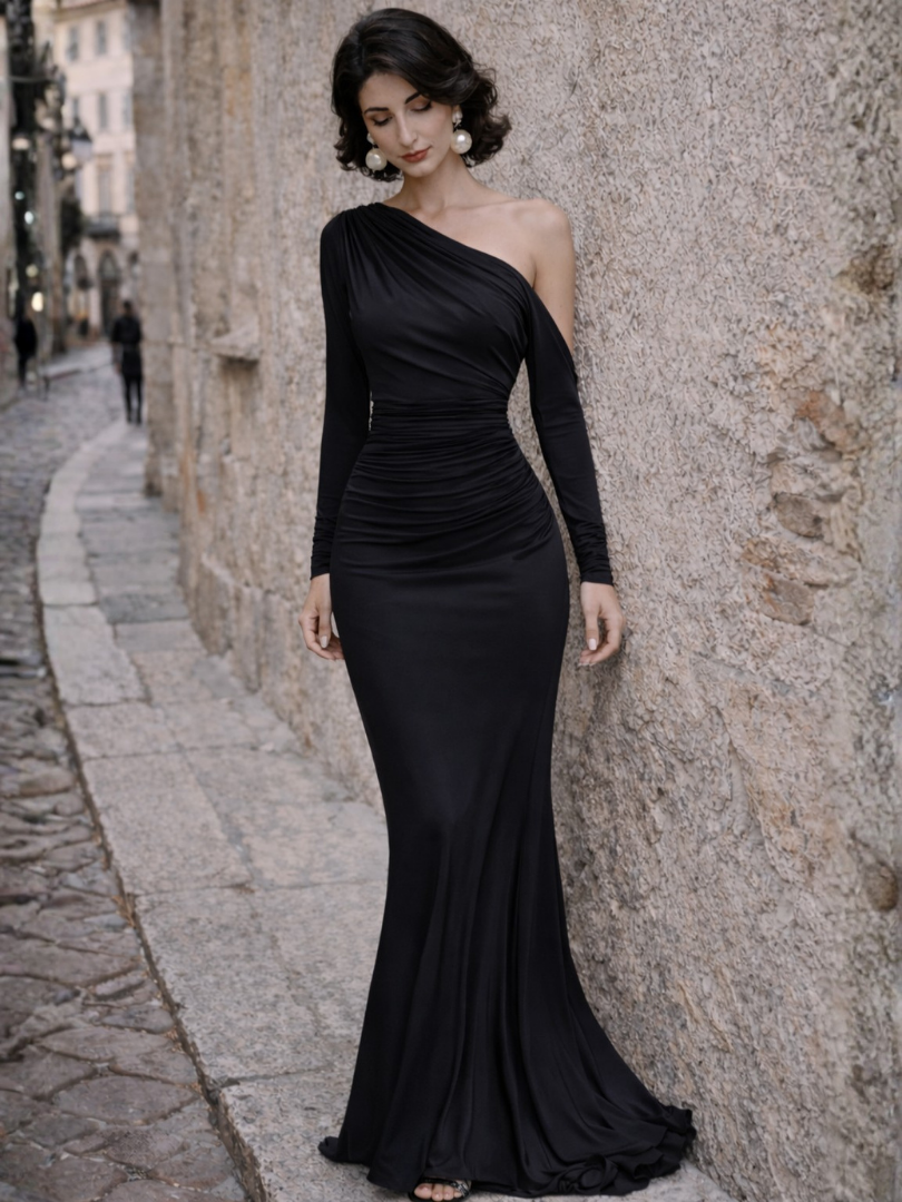 Vivienne | Robe Maxi Ruchée à Une Épaule