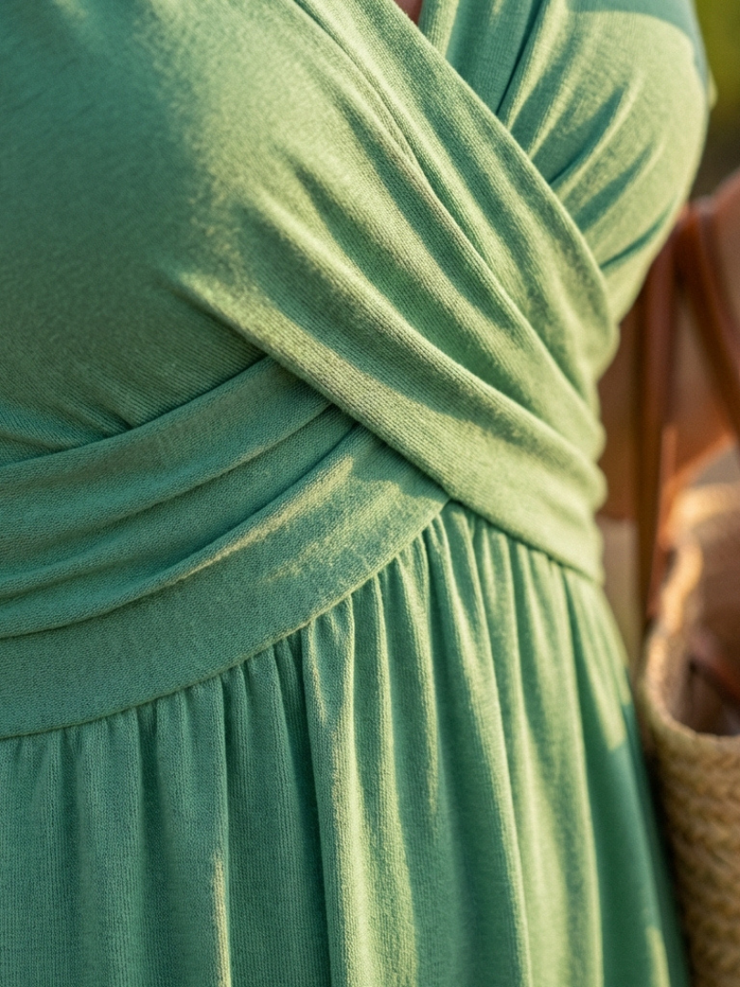Marina | Robe Maxi à Manches Courtes et Décolleté en V