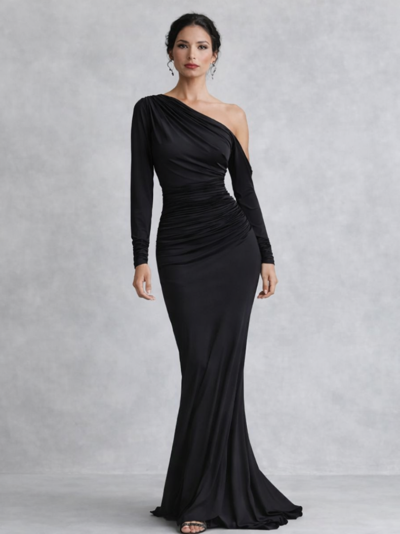 Vivienne | Robe Maxi Ruchée à Une Épaule