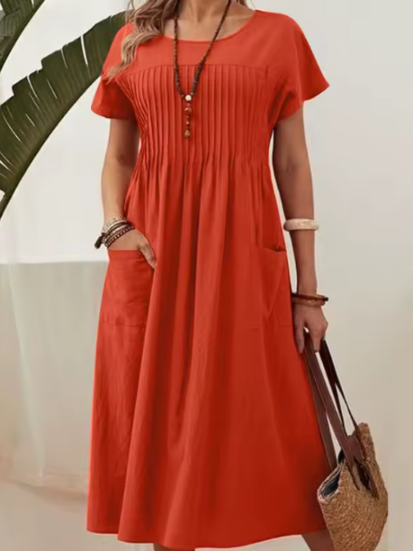 Avelisse | Robe midi à corsage plissé