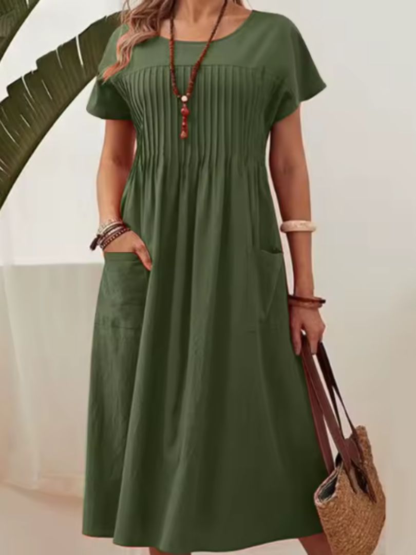 Avelisse | Robe midi à corsage plissé