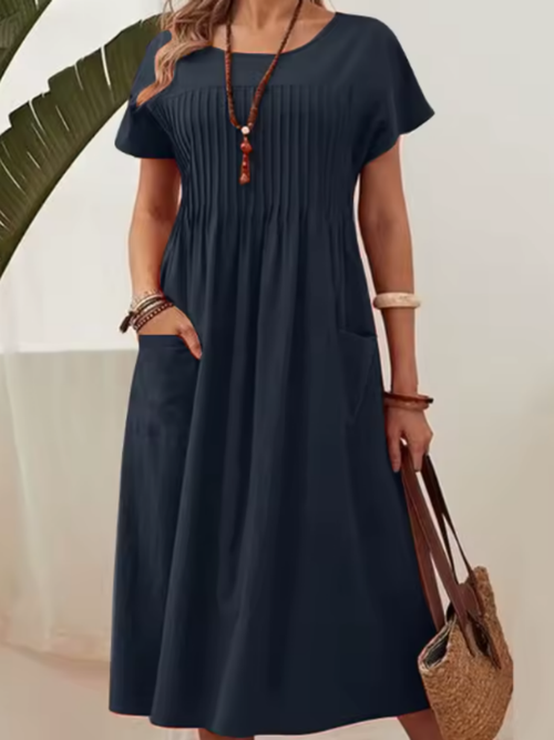 Avelisse | Robe midi à corsage plissé