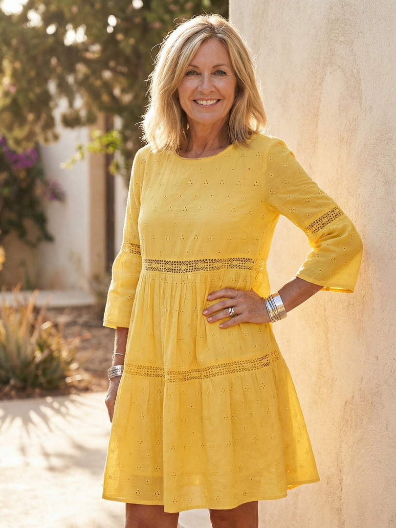 Maristelle | Robe Midi en Coton Brodée