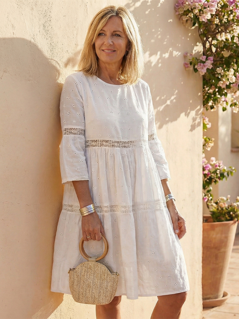 Maristelle | Robe Midi en Coton Brodée