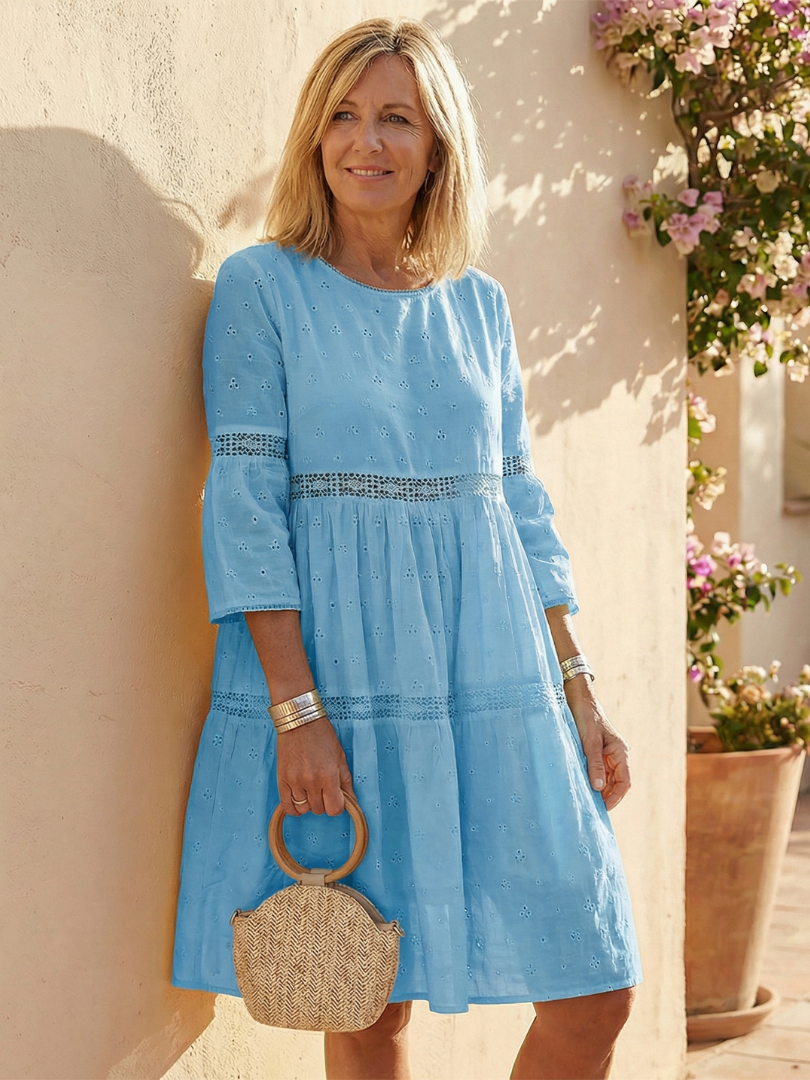 Maristelle | Robe Midi en Coton Brodée