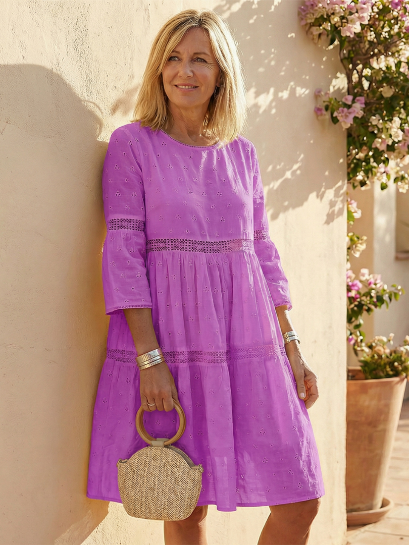Maristelle | Robe Midi en Coton Brodée