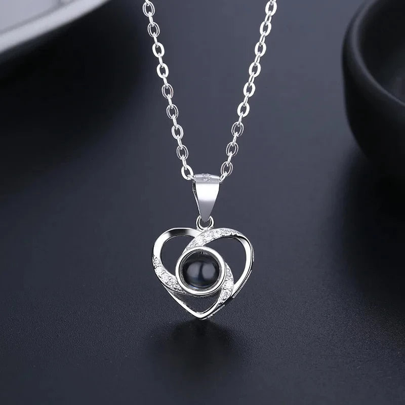 Collier romain | Rose éternelle et collier cœur | Coffret cadeau de luxe