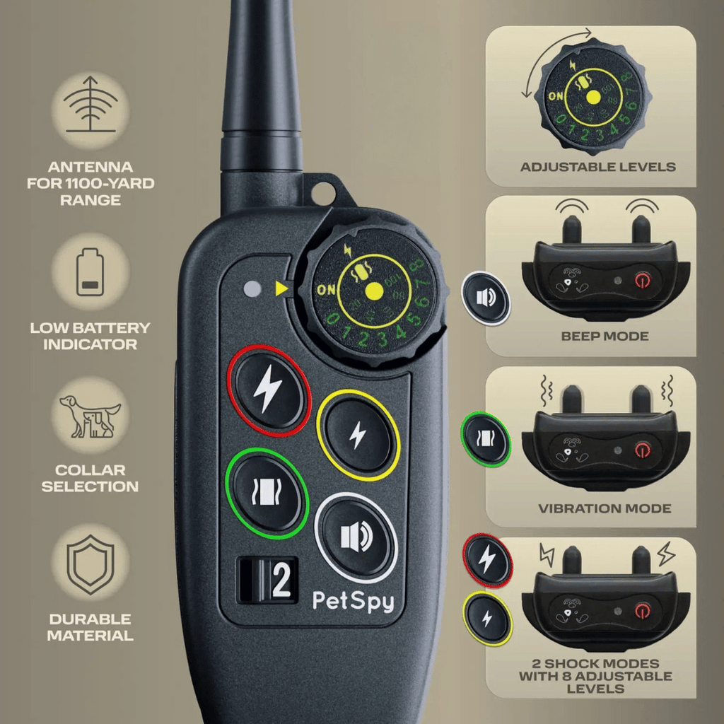 Collier Électronique pour Dressage de Chiens Étanche à Longue Distance 1000m & Télécommande