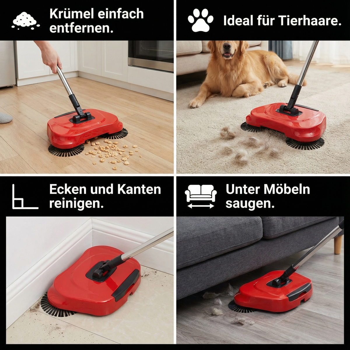Aspirateur et Balai 2en1 Sans Électricité