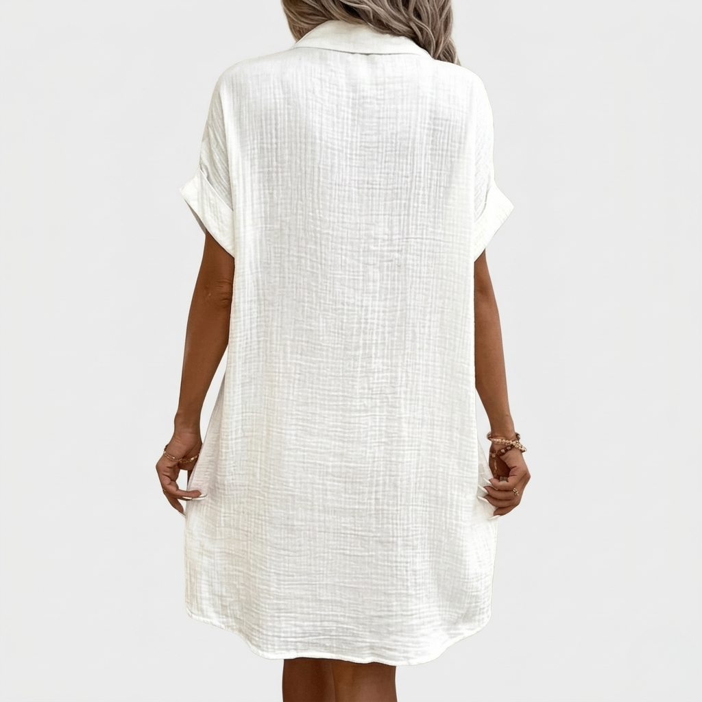 Robe Chemise d’Été Femme avec Col Boutonné Coupe Ample Décontractée