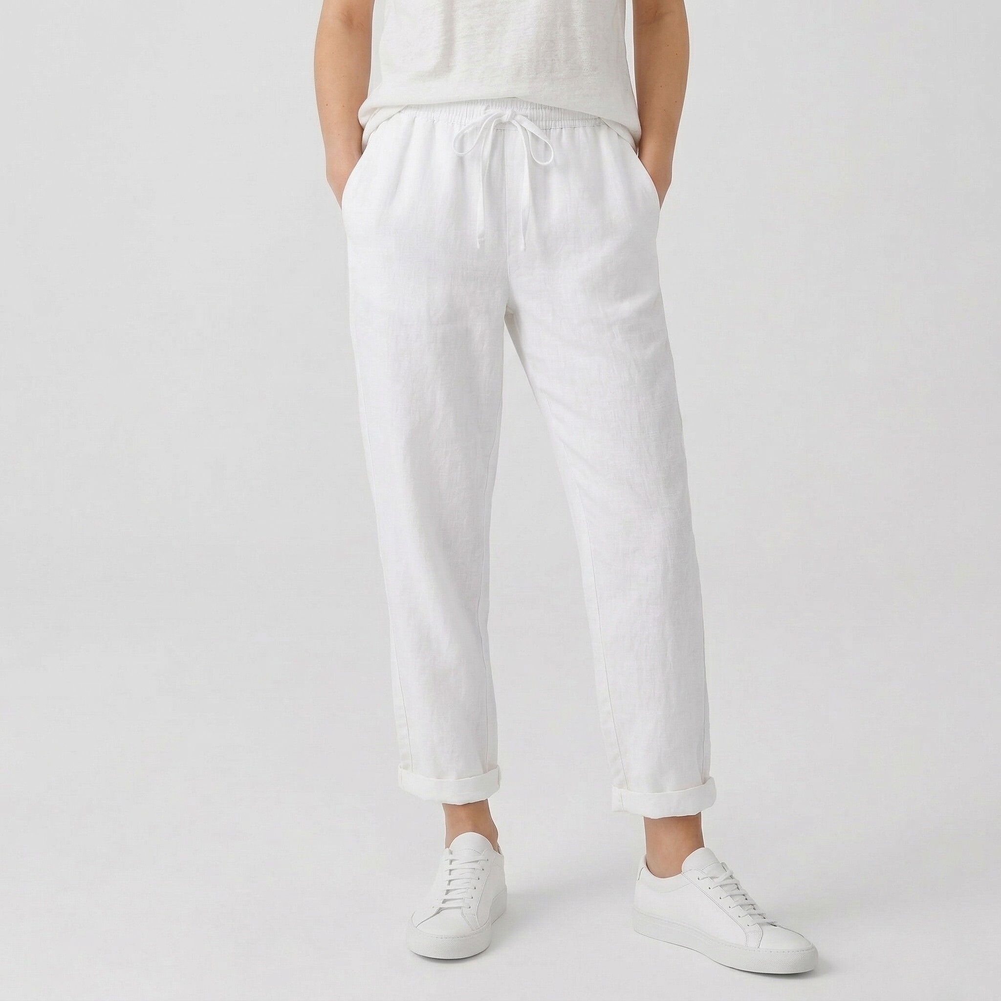 Pantalon Femme Lin Confort Coupe Ample Style Décontracté