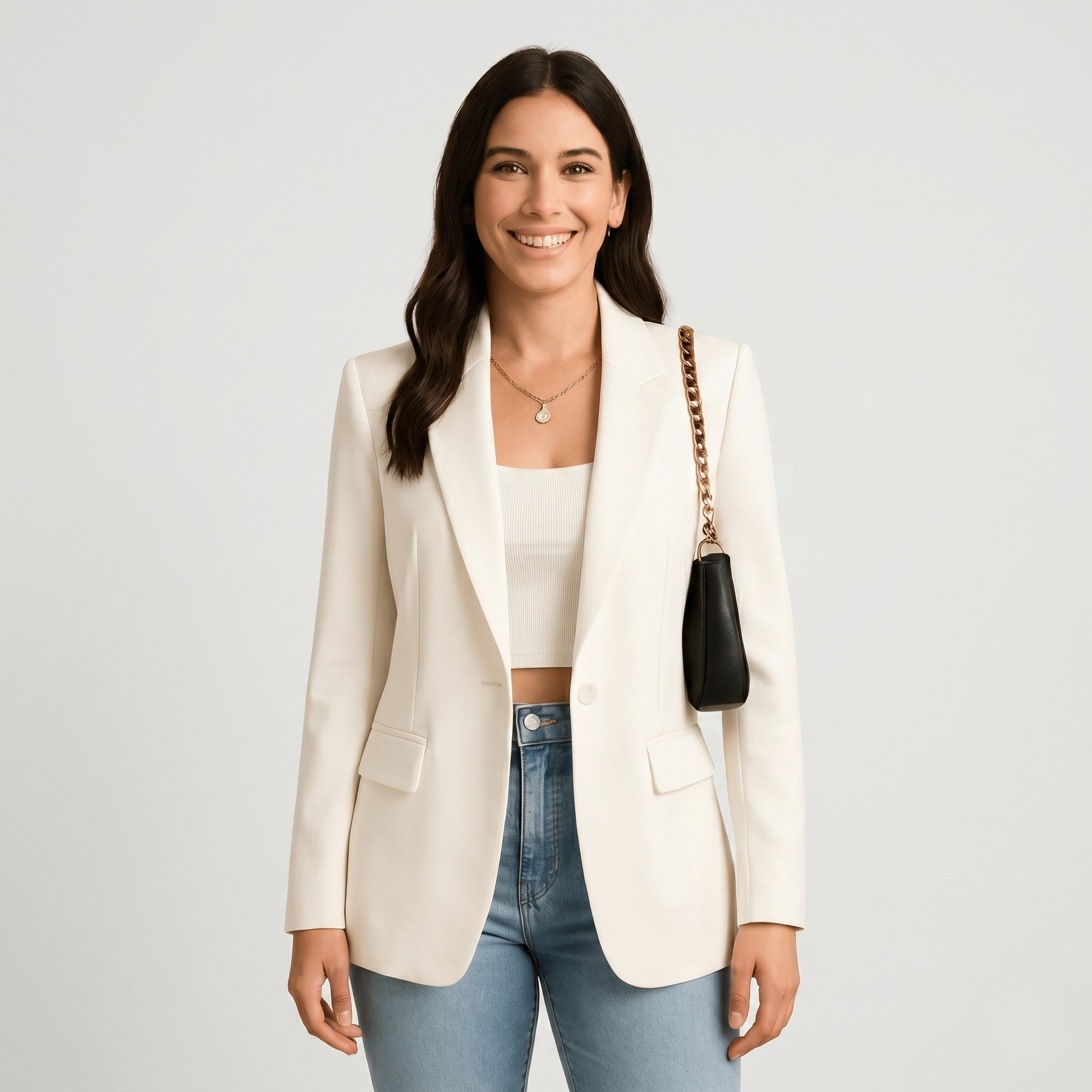 Blazer Femme Chic Élégant Coupe Ajustée Veste de Bureau Stylée