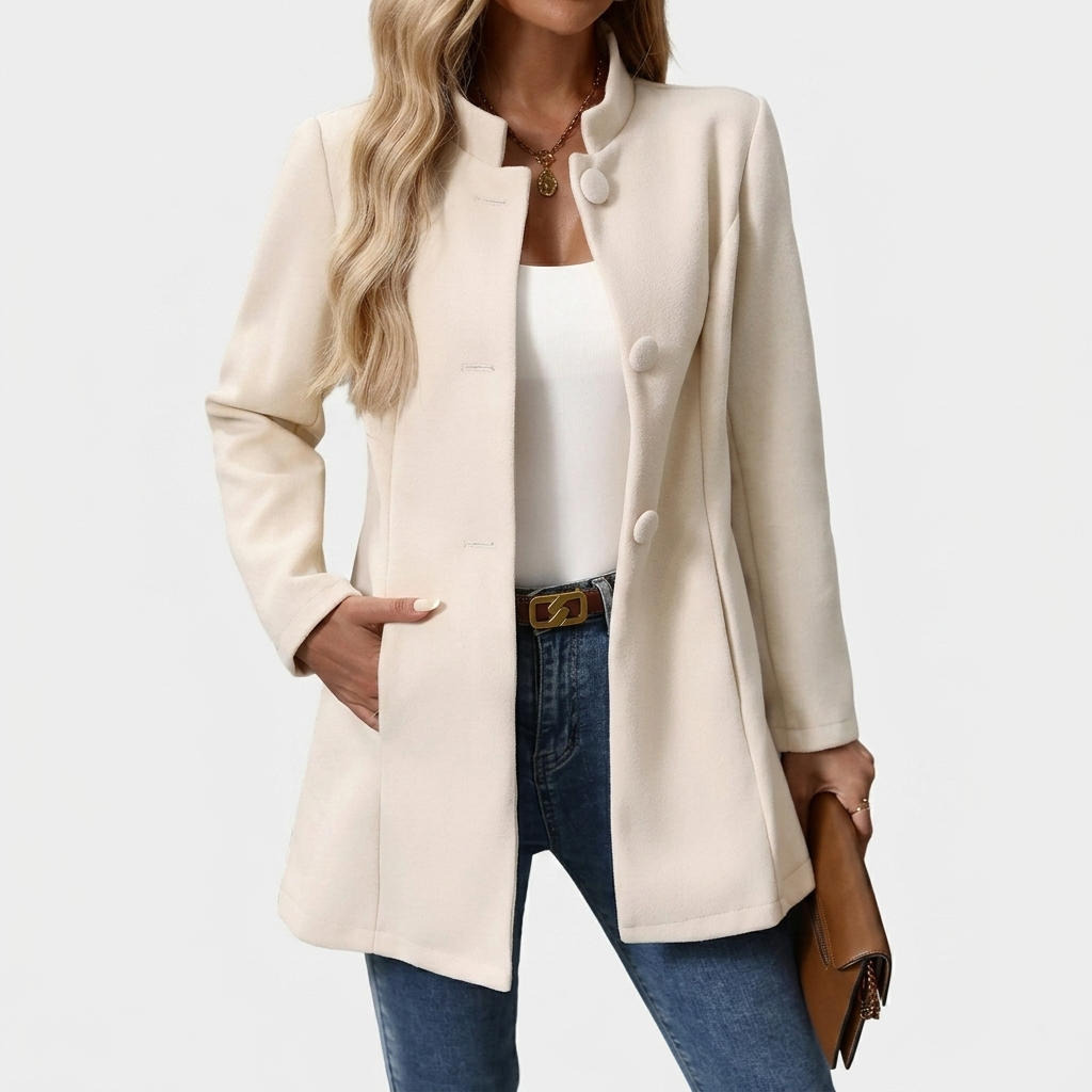 Manteau Femme Élégant Hiver Veste Longue Boutonnée Décontractée