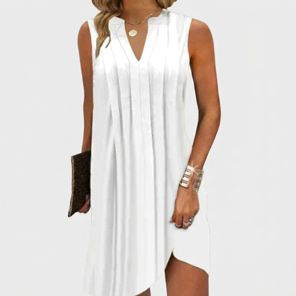 Robe Femme Sans Manches Col V Robe Fluide Décontractée Été