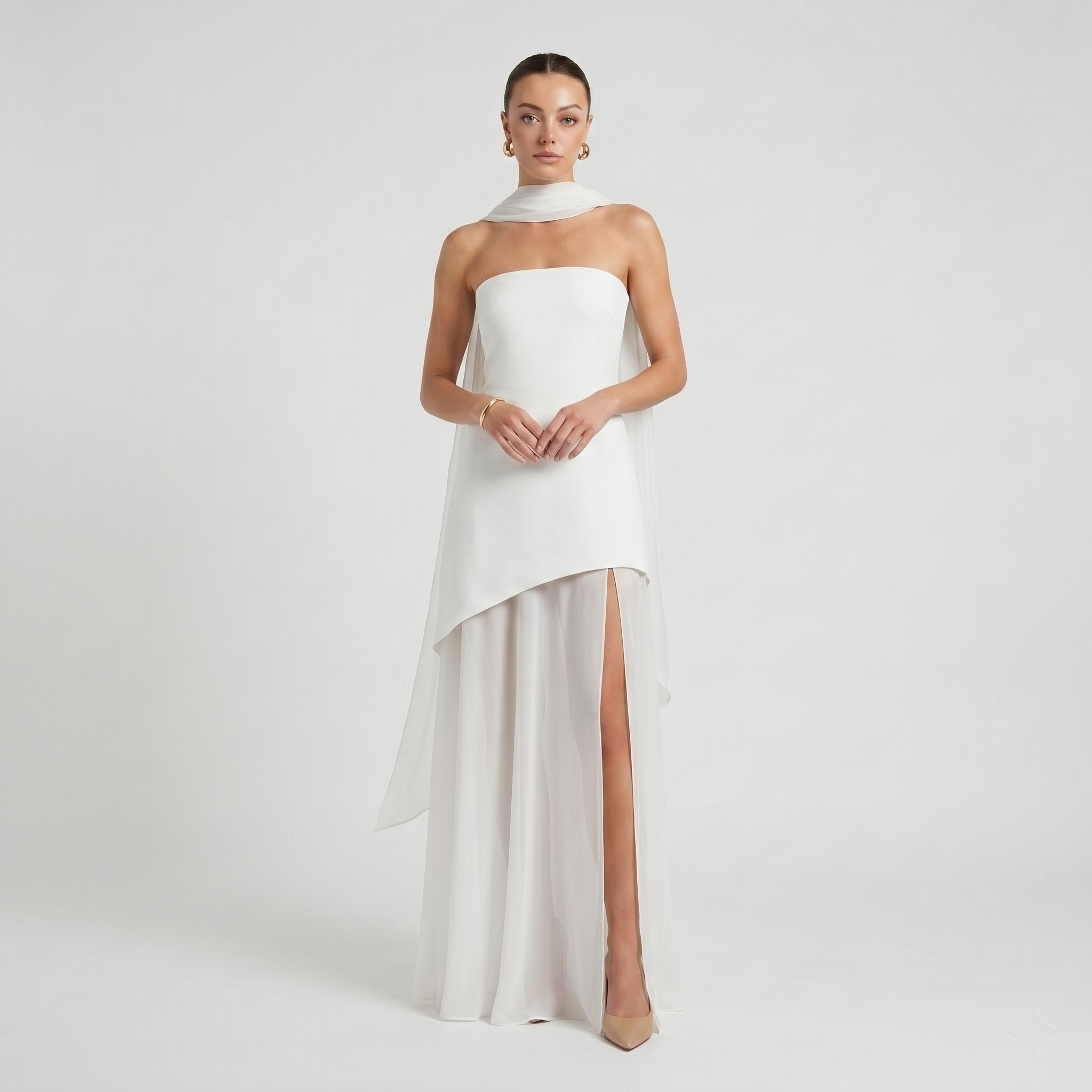 Robe Maxi Femme Bustier Fente Haute Robe Élégante de Soirée