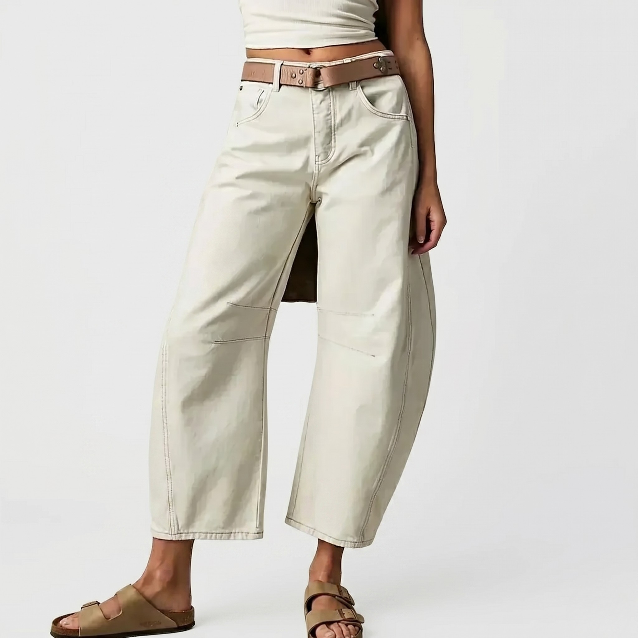 Jean Femme Taille Haute Coupe Décontractée Pantalon Denim Jambe Large