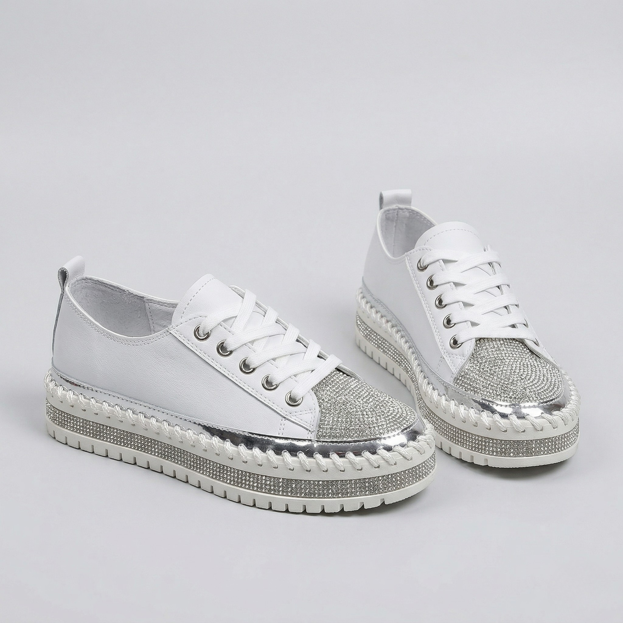 Baskets Femme Brillantes Légères Chaussures Confort à Lacets
