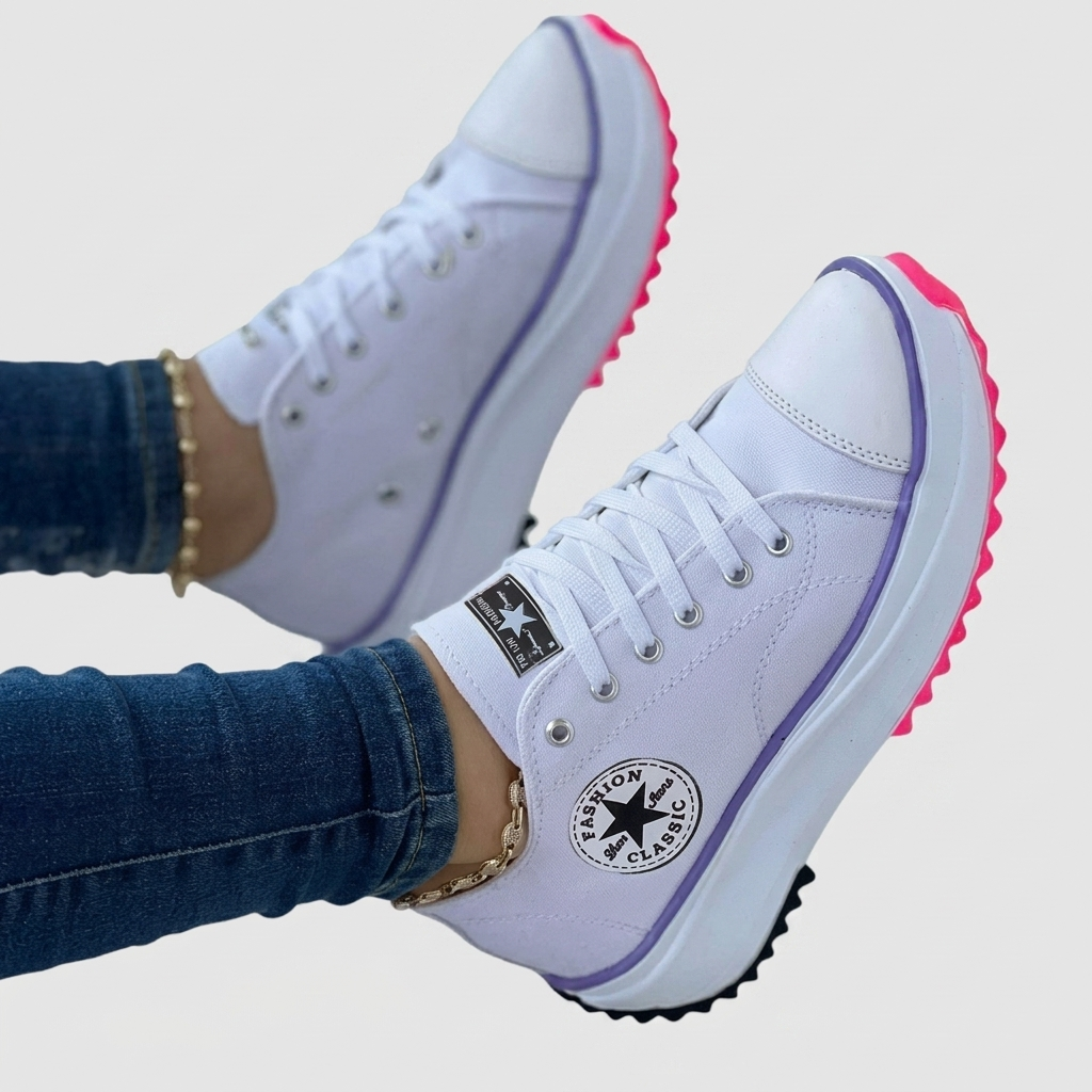 Baskets Femme Décontractées Chaussures Confortables à Lacets Quotidiennes