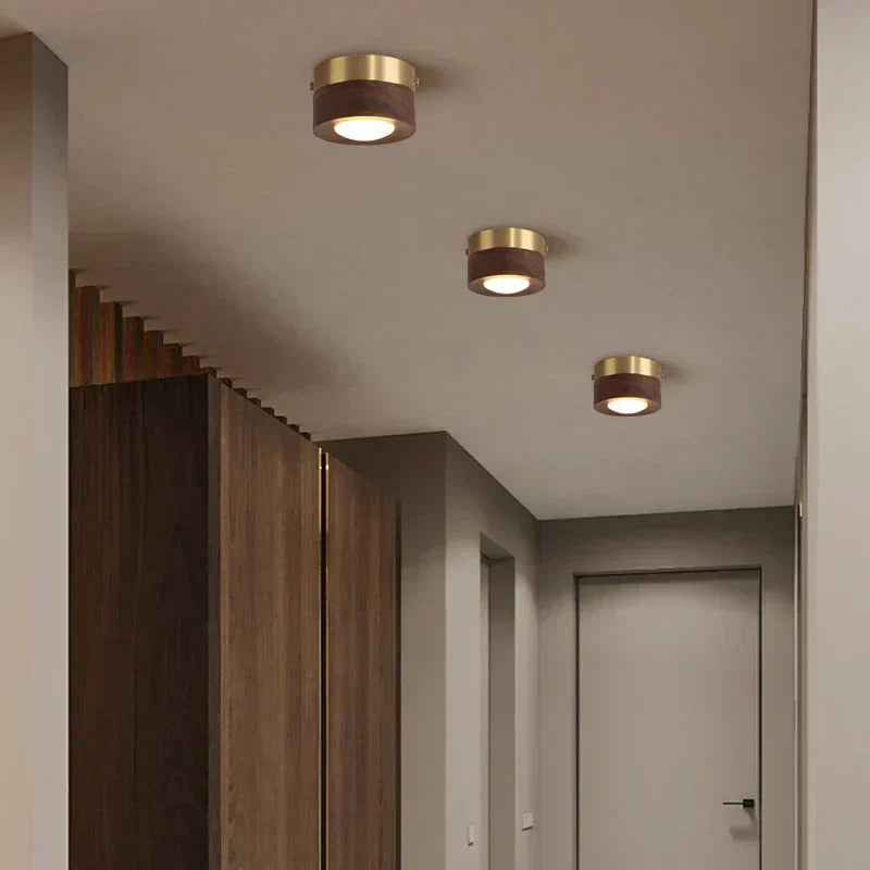 WoodenGlow - Lampe Plafonnier en Noyer avec Projecteur LED