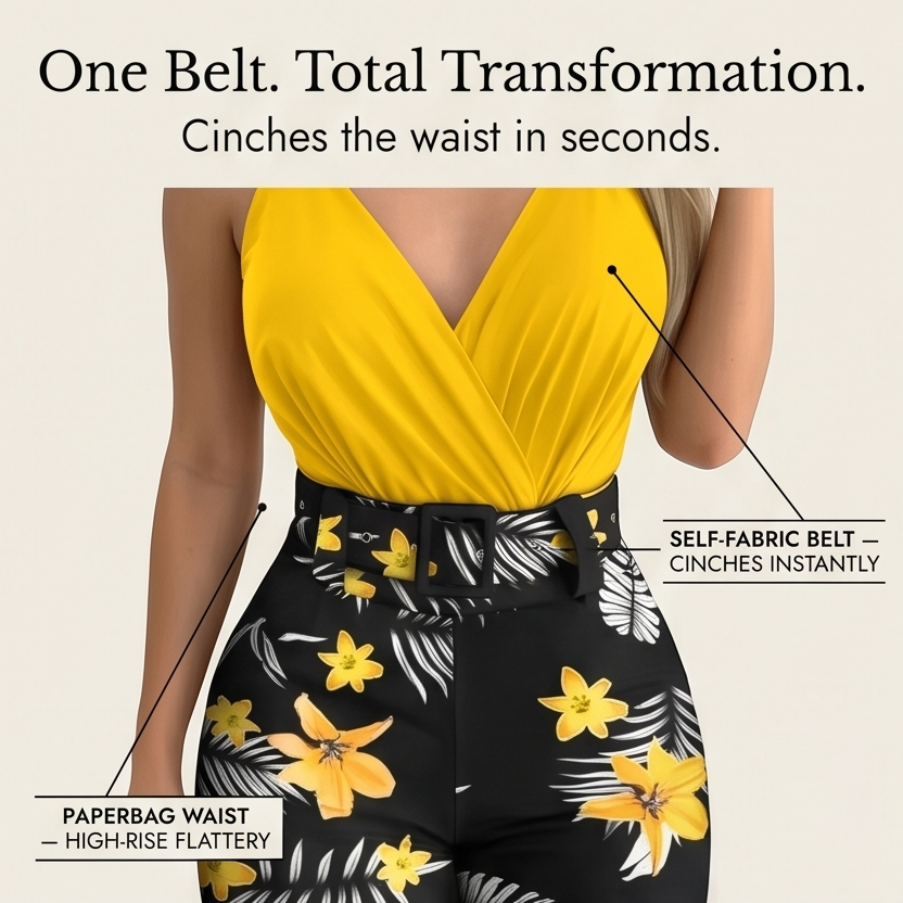 Ensemble d'été Clarendale Wrap V-Neck avec shorts floraux