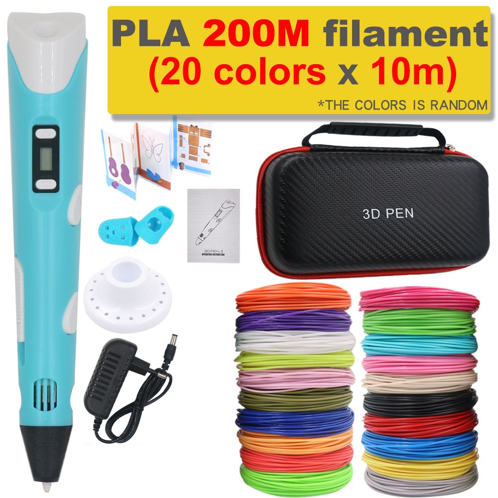 Stylo de dessin 3D DIY avec 200M de filament PLA, cadeau pour enfants