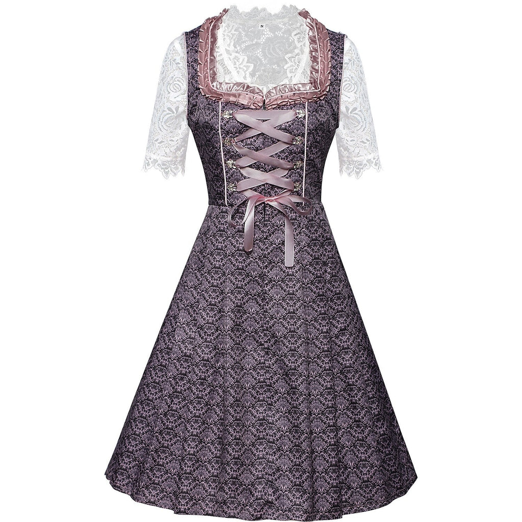Ensemble de Dirndl brodé en lilas pour Oktoberfest