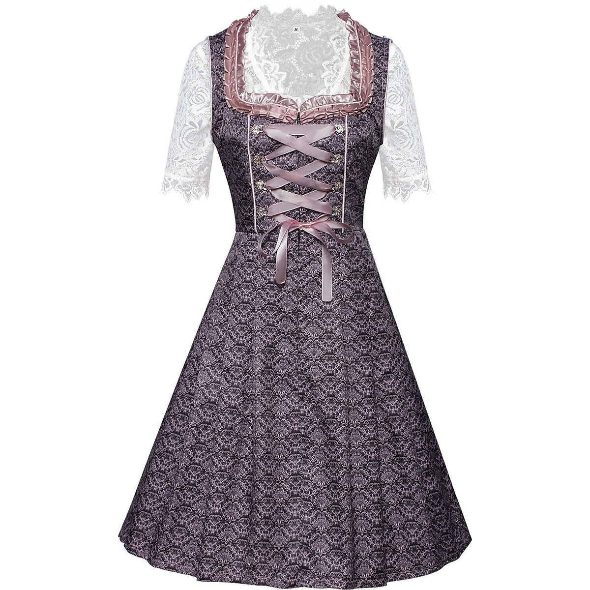 Ensemble de Dirndl brodé en lilas pour Oktoberfest