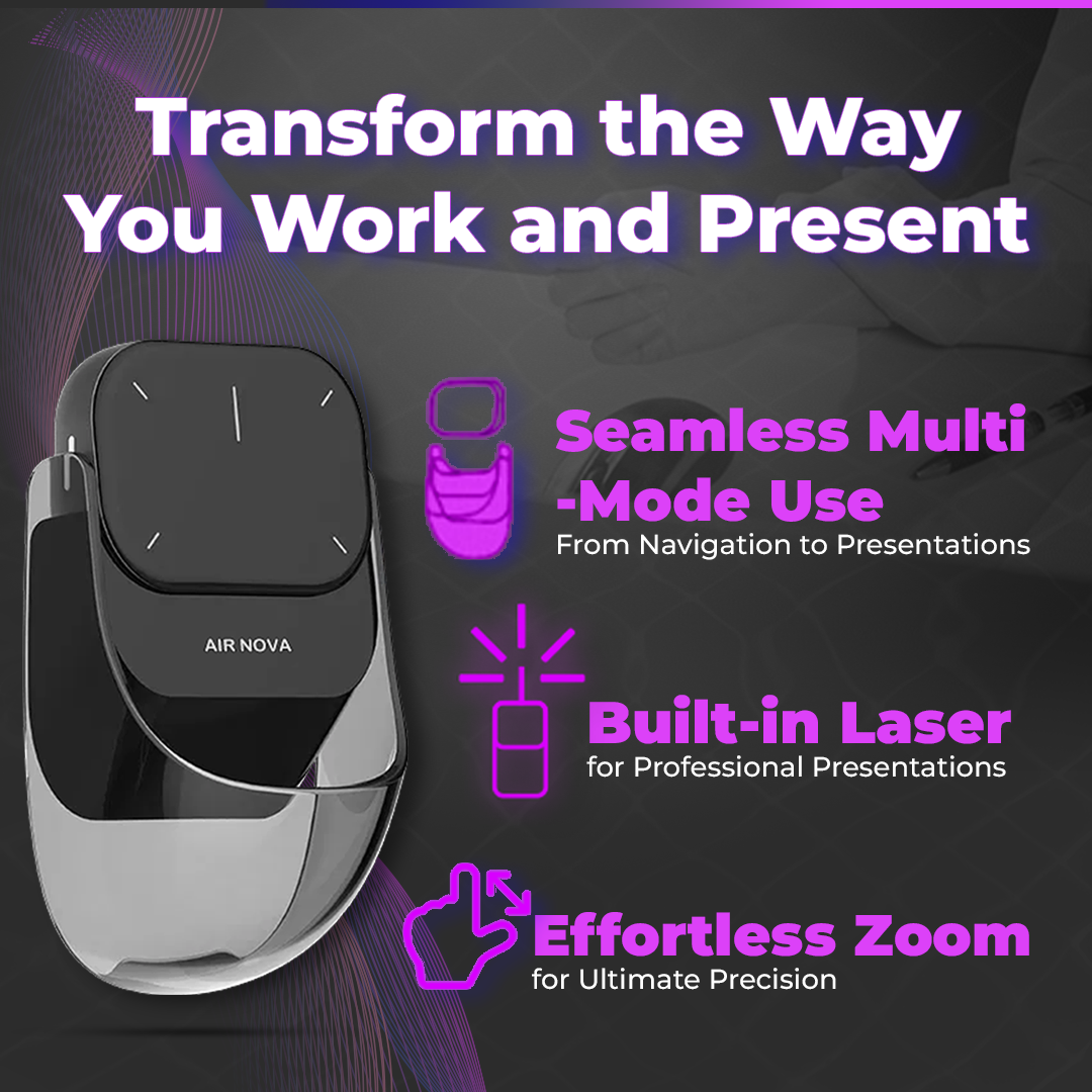 AirGlide Souris Aérienne Bluetooth | Pavé Tactile Sans Fil & Pointeur Laser pour un Contrôle Transparent