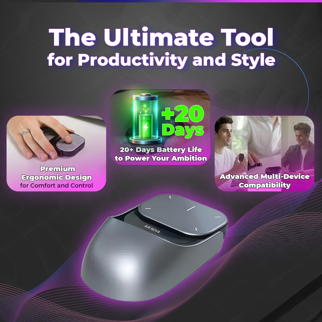 AirGlide Souris Aérienne Bluetooth | Pavé Tactile Sans Fil & Pointeur Laser pour un Contrôle Transparent