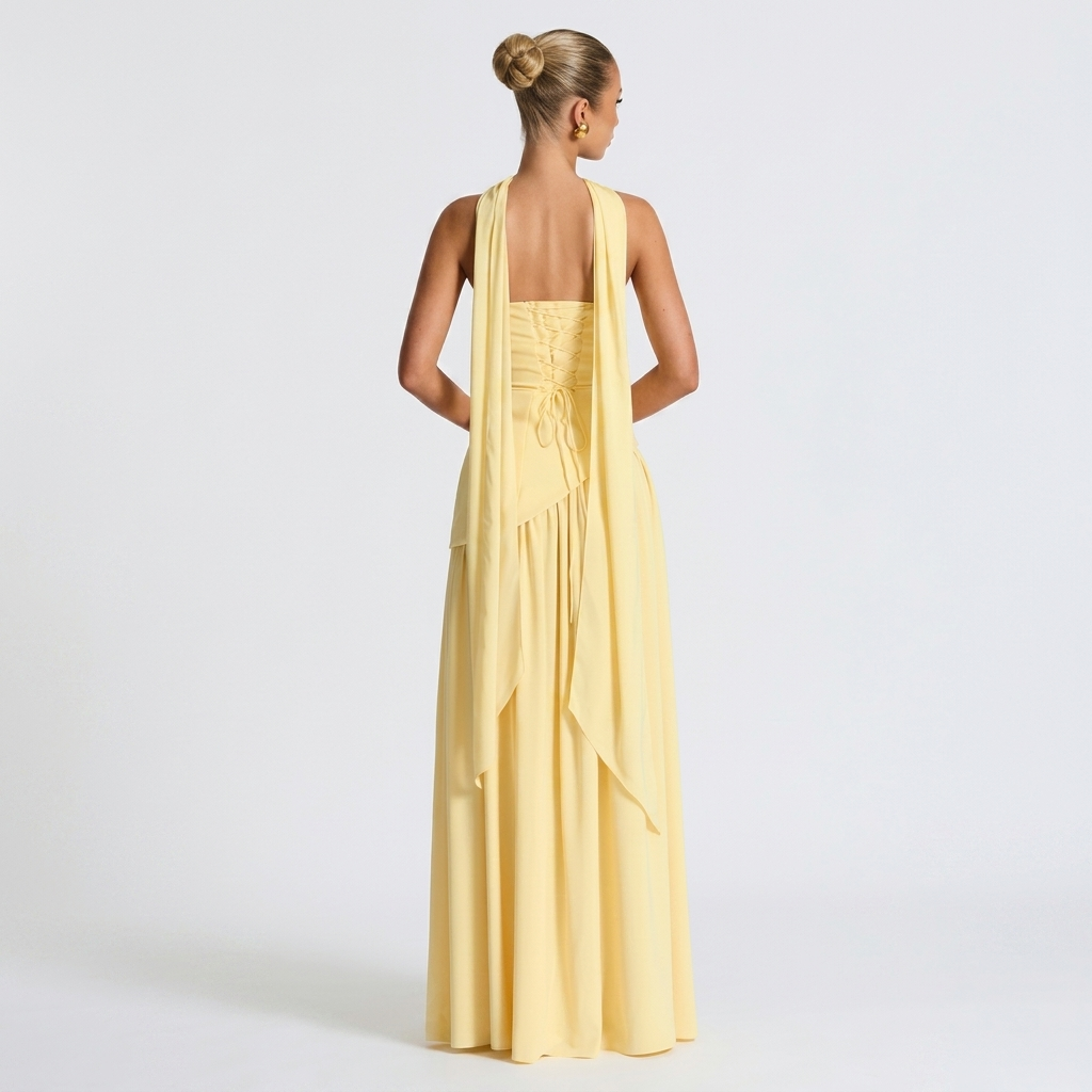 Robe Maxi Bustier Femme Élégante Robe de Soirée Fendue Style Formelle