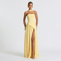 Robe Maxi Bustier Femme Élégante Robe de Soirée Fendue Style Formelle