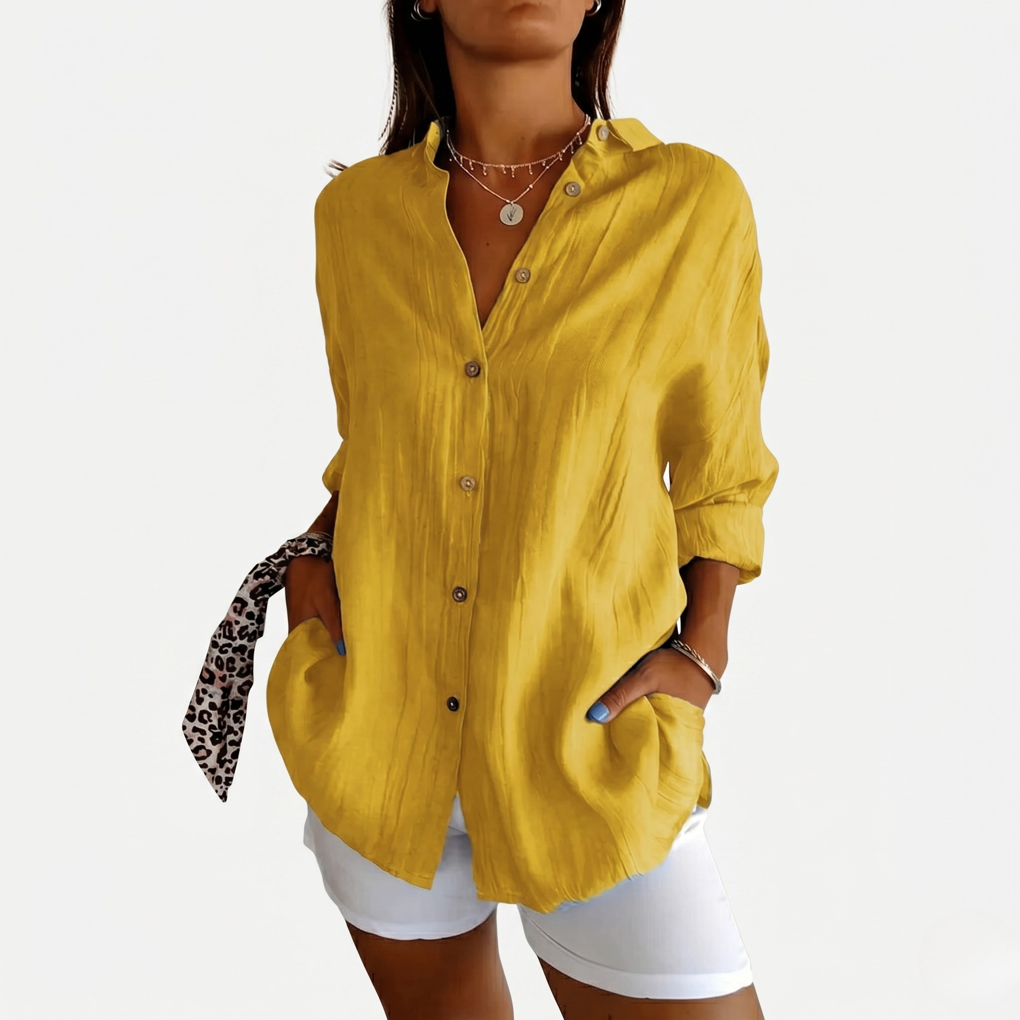 Chemise Femme Légère Boutonnée Blouse Décontractée Coupe Ample