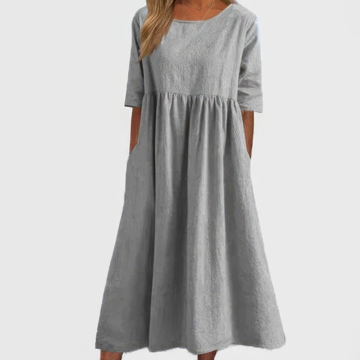 Maikee™ - Robe en coton avec col rond et poches